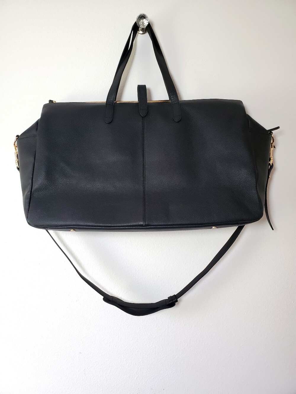 Quince Black Italian Leather Weekender Bag Travel Duffel Tote - Picture 16 of 16